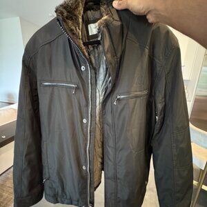 Marc New York Mens Black Nylon Full Zip Long Jacket Size MEDIUM